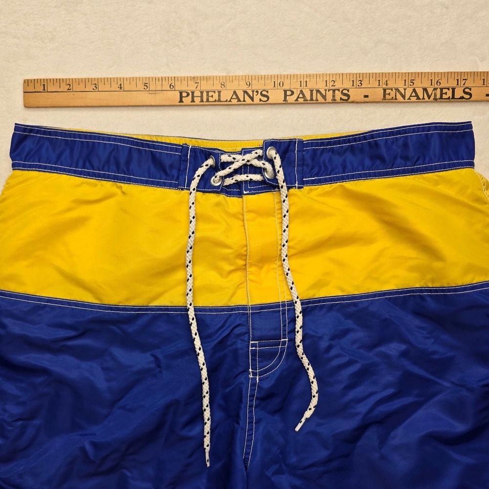 Tommy Hilfiger Board Shorts Colorblock Swim Trunks Blue Yellow Mens Large Y2K - Picture 4 of 6